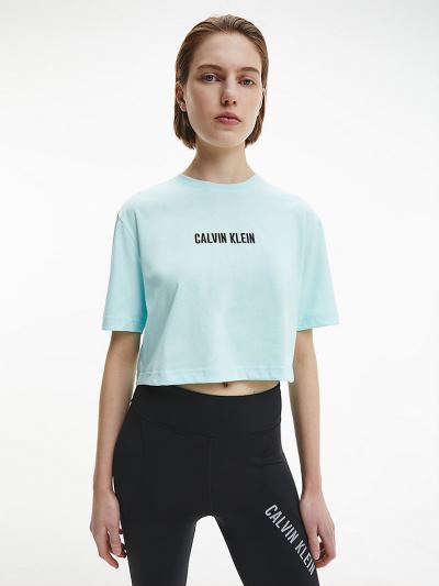 Calvin Klein Ruhák HU301670 | Calvin Klein Open Back Gym Női Póló Világos Türkiz